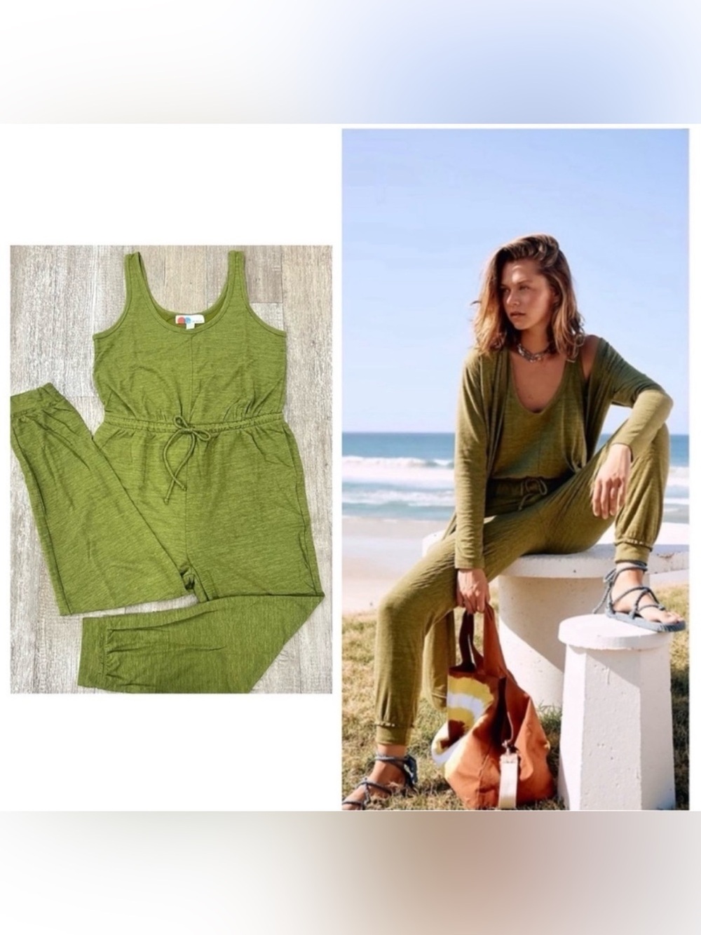 Free People Bicoastal Jumpsuit In Quiet Moss